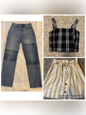 Hollister bundle - 3 items - jeans, crop tank and skirt